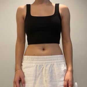 SHEIN Black Square Neck Crop Top